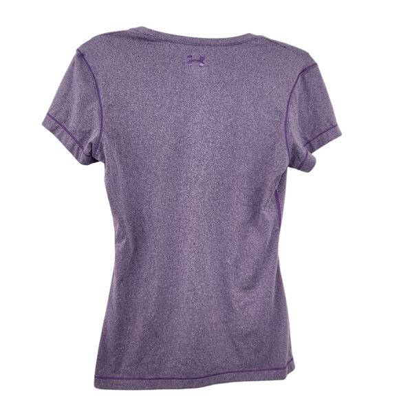 Under Armour HeatGear Fitted Short Sleeve Shirt Medium Purple Gym Workout Top - Picture 2 of 4